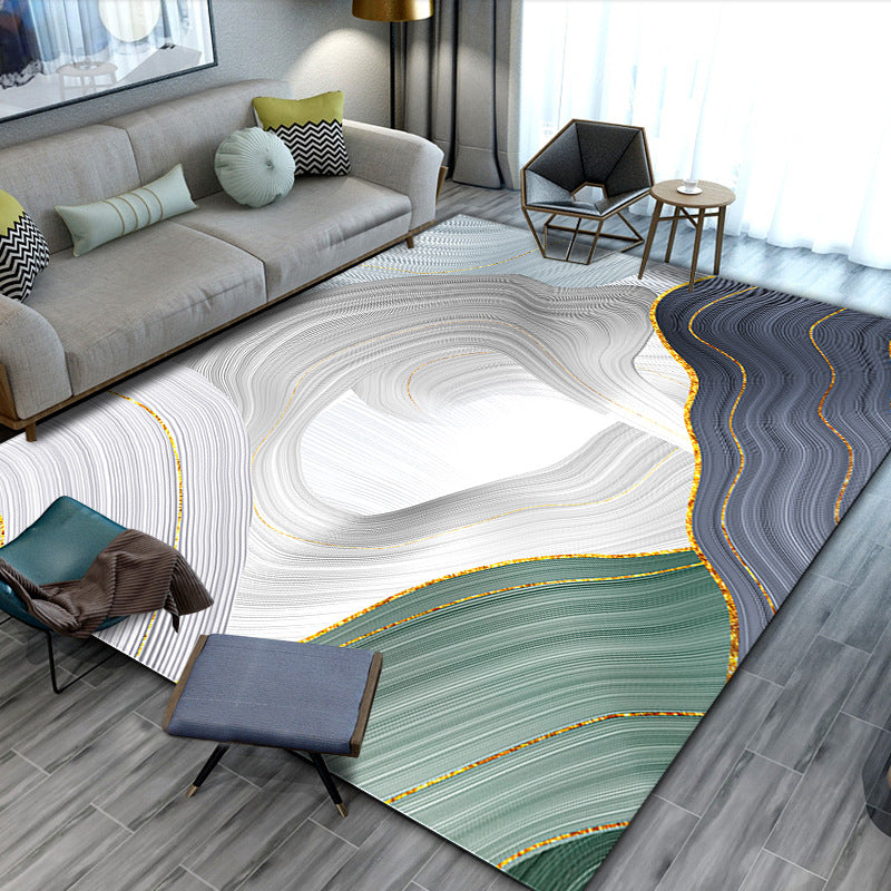 Casual Abstract Printed Rug Multi Color Polyster Area Carpet Non-Slip Backing Pet Friendly Indoor Rug for Living Room