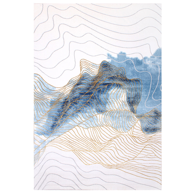 Nordic Living Room Rug Multi Color Abstract Pattern Area Carpet Synthetics Non-Slip Pet Friendly Indoor Rug