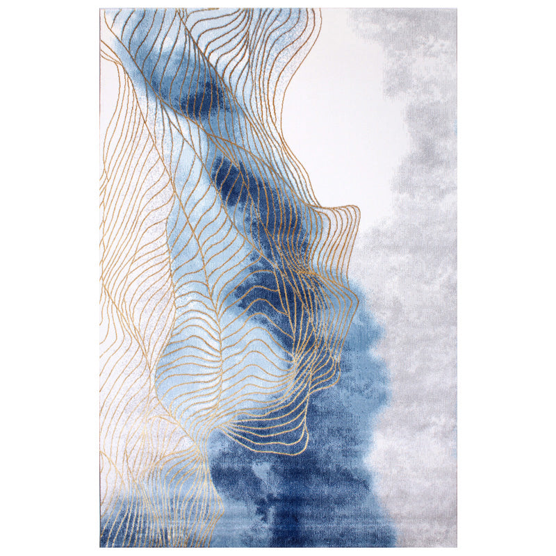 Nordic Living Room Rug Multi Color Abstract Pattern Area Carpet Synthetics Non-Slip Pet Friendly Indoor Rug