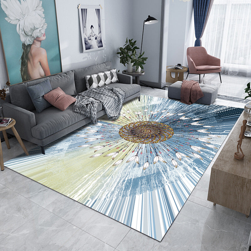 Relaxing Geo Printed Rug Multi Color Polypropylene Area Carpet Non-Slip Backing Stain-Resistant Indoor Rug for Bedroom