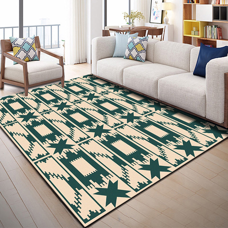 Nordic Geo Printed Rug Multi Color Polypropylene Area Carpet Non-Slip Backing Easy Care Indoor Rug for Parlor