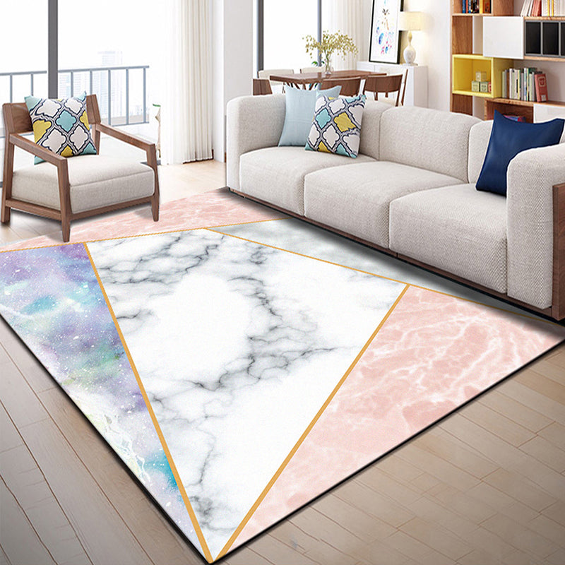 Nordic Geo Printed Rug Multi Color Polypropylene Area Carpet Non-Slip Backing Easy Care Indoor Rug for Parlor