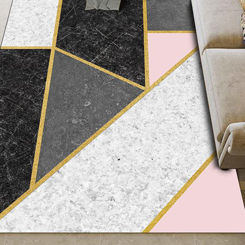 Minimalist Living Room Rug Multi Color Geometric Pattern Indoor Rug Synthetics Non-Slip Backing Stain-Resistant Carpet