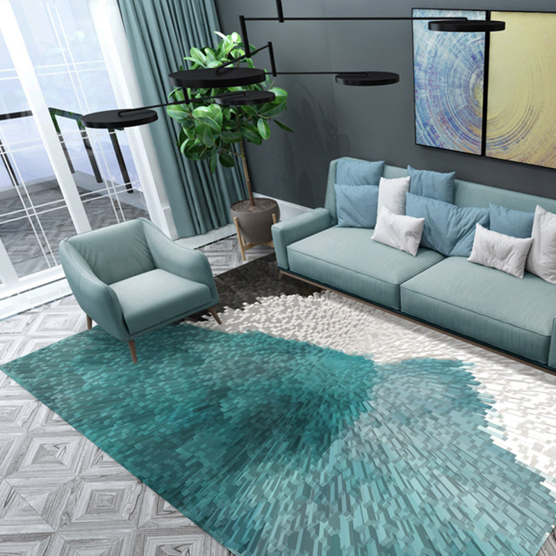 Multi Colored Living Room Simple Color Block Indoor Rug Polyster Non-Slip Backing Pet Friendly Easy Care Carpet