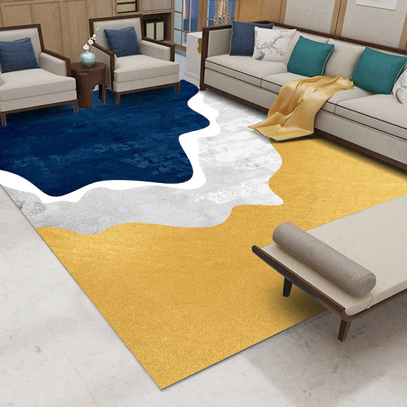 Trendy Color Block Rug Multi Color Polyster Area Carpet Pet Friendly Easy Care Stain-Resistant Indoor Rug for Decoration