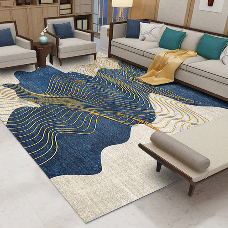 Trendy Color Block Rug Multi Color Polyster Area Carpet Pet Friendly Easy Care Stain-Resistant Indoor Rug for Decoration