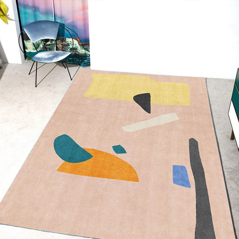 Novelty Living Room Rug Multi Colored Color Block Area Carpet Polyster Anti-Slip Backing Stain-Resistant Indoor Rug