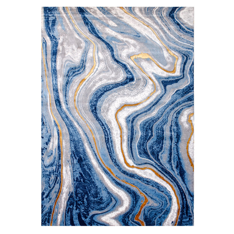 Modern Living Room Rug Multi Colored Abstract Printed Area Carpet Polyster Non-Slip Stain-Resistant Indoor Rug