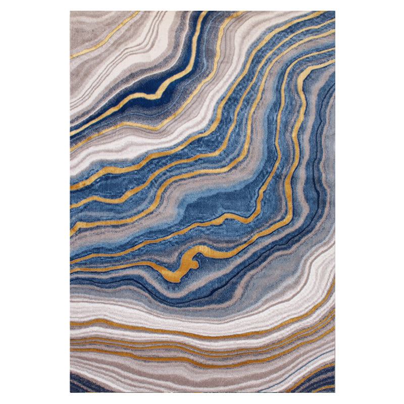 Modern Living Room Rug Multi Colored Abstract Printed Area Carpet Polyster Non-Slip Stain-Resistant Indoor Rug