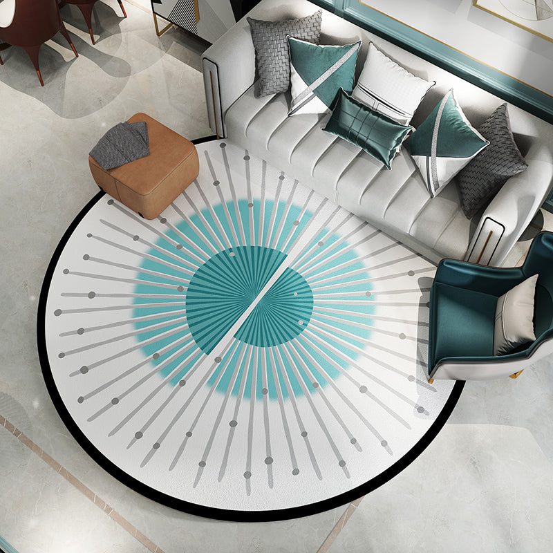 Modern Living Room Rug Multi Colored Geometric Printed Indoor Rug Anti-Slip Pet Friendly Area Carpet