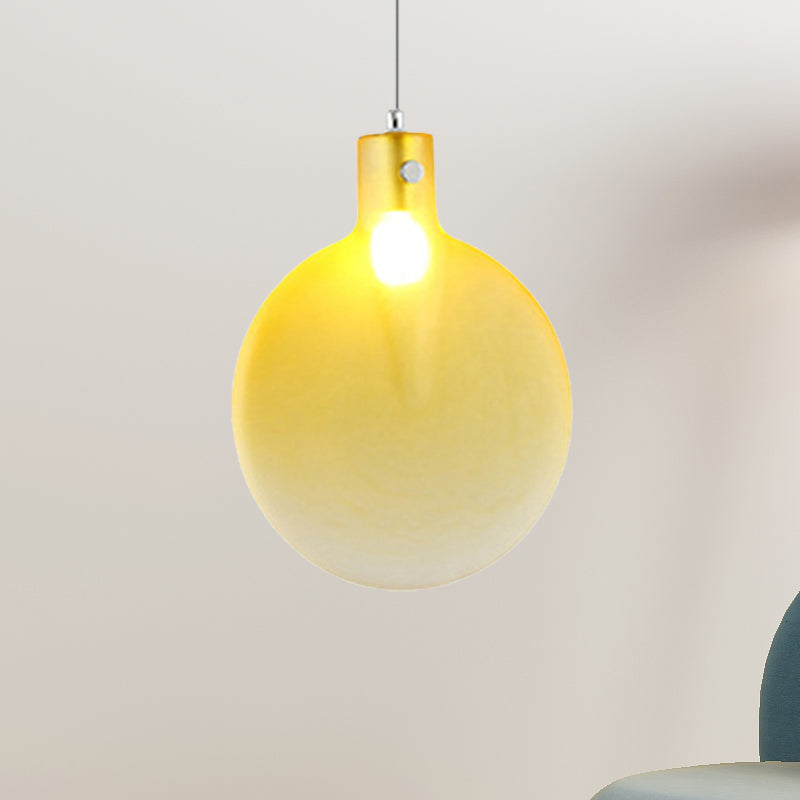 Bola de bola colgante de techo nórdico 1 marrón claro/verde/amarillo colgante de suspensión de vidrio para sala de estar