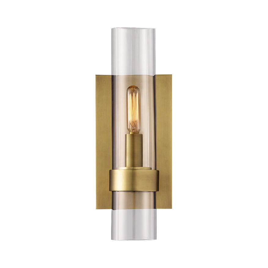 Zylinderleuchter leichter traditionelles klares Glas 2,5 "/5" breit 1 Kopfschwarz/Messingwand Lampenlampe für Treppe