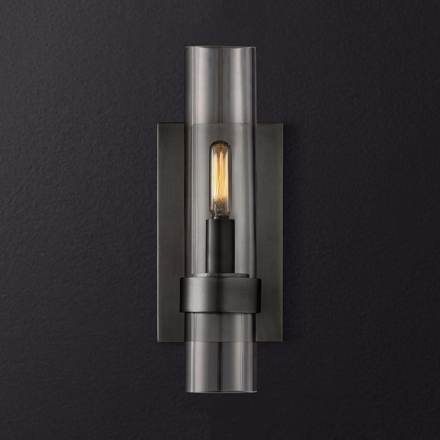 Zylinderleuchter leichter traditionelles klares Glas 2,5 "/5" breit 1 Kopfschwarz/Messingwand Lampenlampe für Treppe