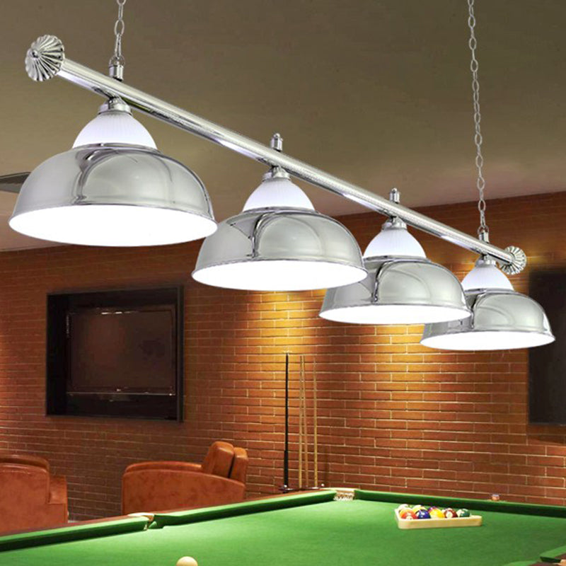 Stainless Steel Billiard Light Country Bowl Shaped Game Room Ceiling Suspension Lamp