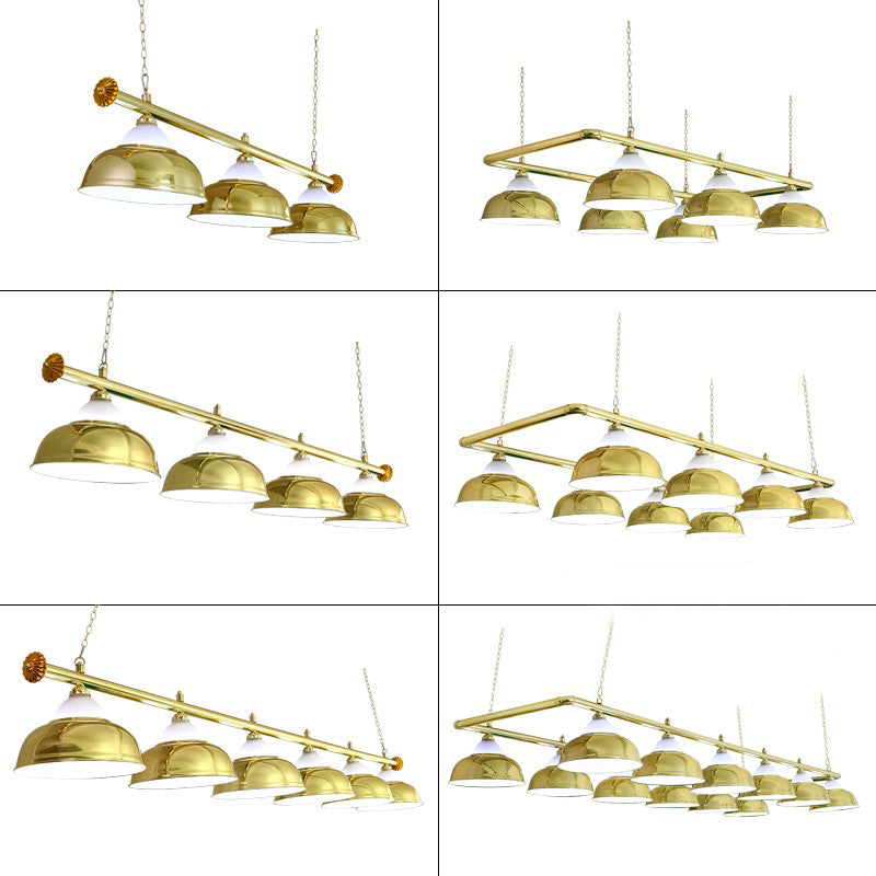 Stainless Steel Billiard Light Country Bowl Shaped Game Room Ceiling Suspension Lamp