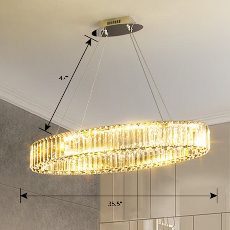 Clear Circle Hanging Lamp Contemporary K9 Crystal Prism Island Light over Dining Table