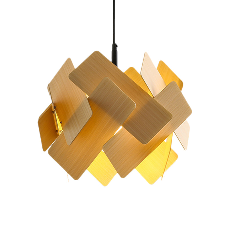 Acrylblütenform Pendellampe moderner nordischer Stil 1 hellrot/blau/helles Holz hängen Deckenlicht