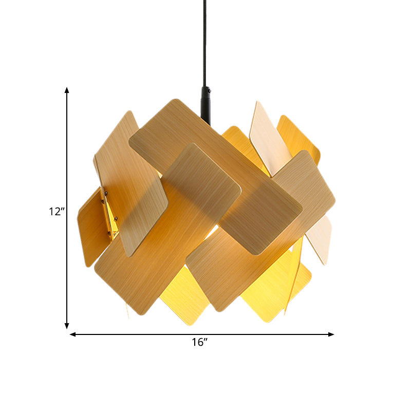 Acrylblütenform Pendellampe moderner nordischer Stil 1 hellrot/blau/helles Holz hängen Deckenlicht