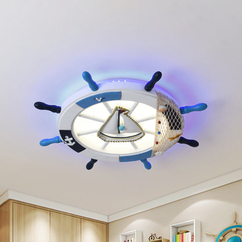 Mediterranean Rudder Flush Mount Fixture Metal Child Bedroom LED Ceiling Flush Light