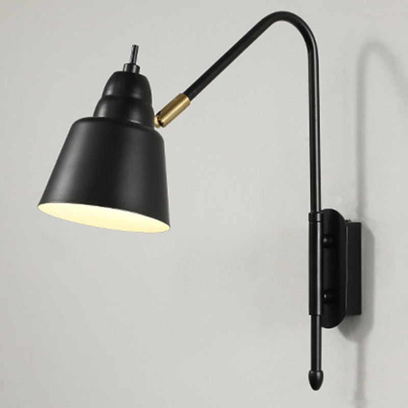 Swivel Shade Wall Mount Light Minimalist Metal 1 Bulb Bedside Reading Lamp with V-Shaped Arm