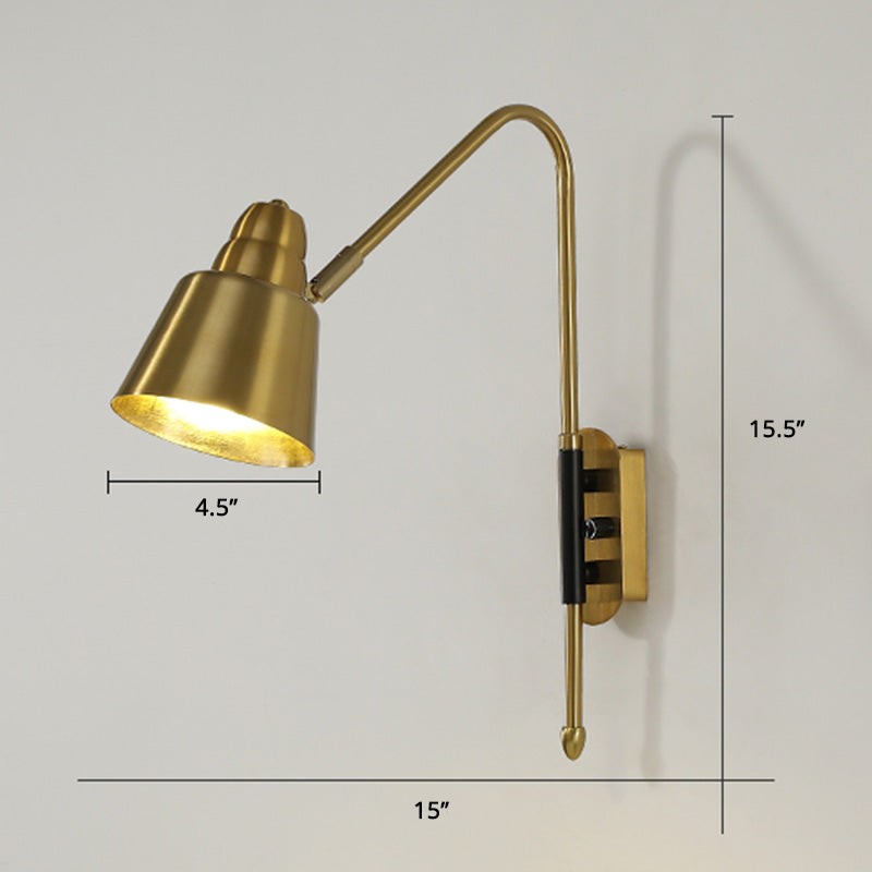 Swivel Shade Wall Mount Light Minimalist Metal 1 Bulb Bedside Reading Lamp with V-Shaped Arm