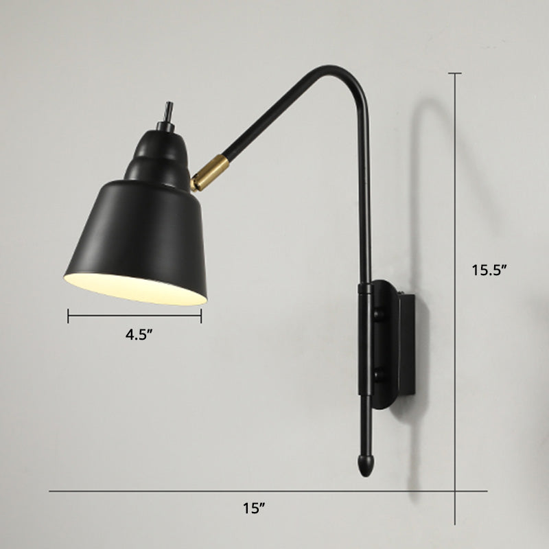 Swivel Shade Wall Mount Light Minimalist Metal 1 Bulb Bedside Reading Lamp with V-Shaped Arm