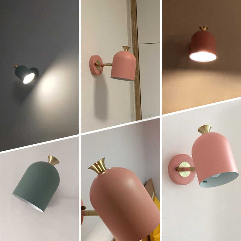Cloche -vormige metalen wand SCONCE verlichting Macaron 1 bol Verstelbare wandlamp van de wand voor slaapkamer