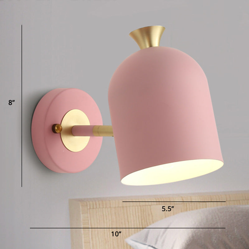 Cloche -vormige metalen wand SCONCE verlichting Macaron 1 bol Verstelbare wandlamp van de wand voor slaapkamer