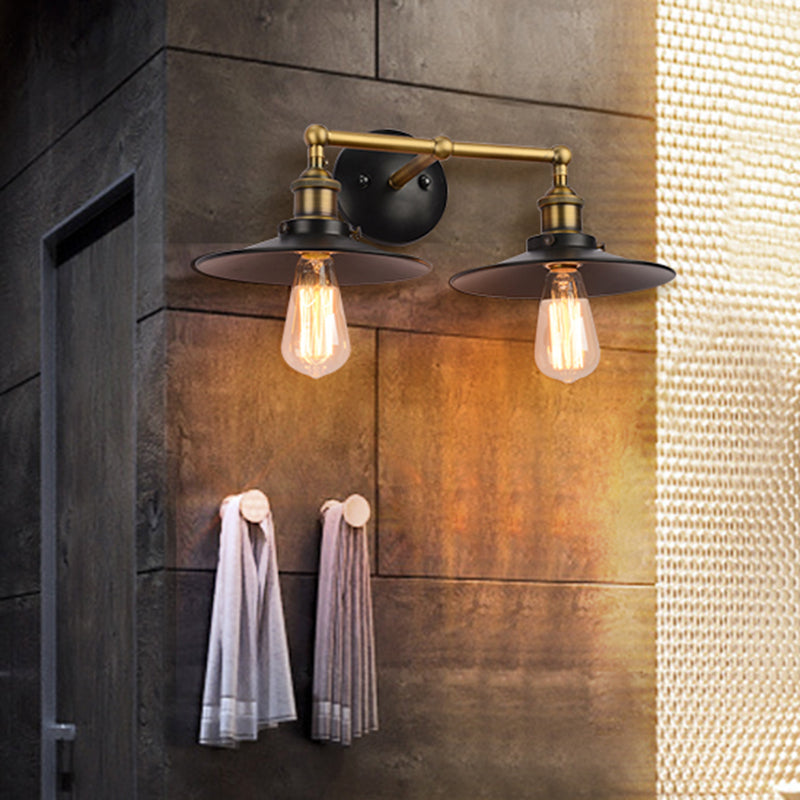 Shaded Bathroom Wall Sconce Vintage Metal Single Black Wall Mount Lighting Fixture
