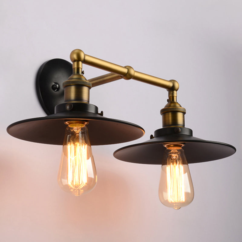 Shaded Bathroom Wall Sconce Vintage Metal Single Black Wall Mount Lighting Fixture