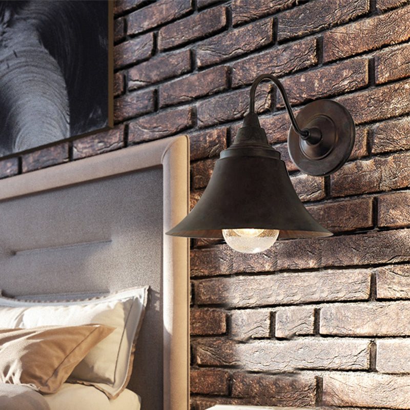 Shaded Bathroom Wall Sconce Vintage Metal Single Black Wall Mount Lighting Fixture