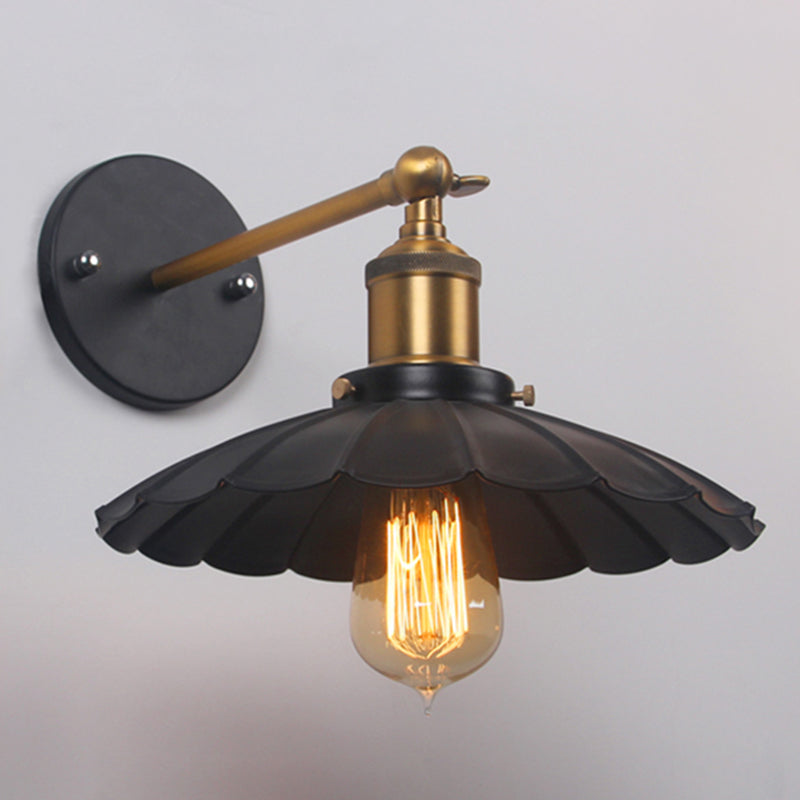 Shaded Bathroom Wall Sconce Vintage Metal Single Black Wall Mount Lighting Fixture