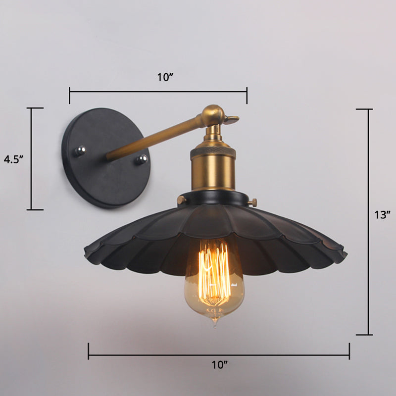 Shaded Bathroom Wall Sconce Vintage Metal Single Black Wall Mount Lighting Fixture