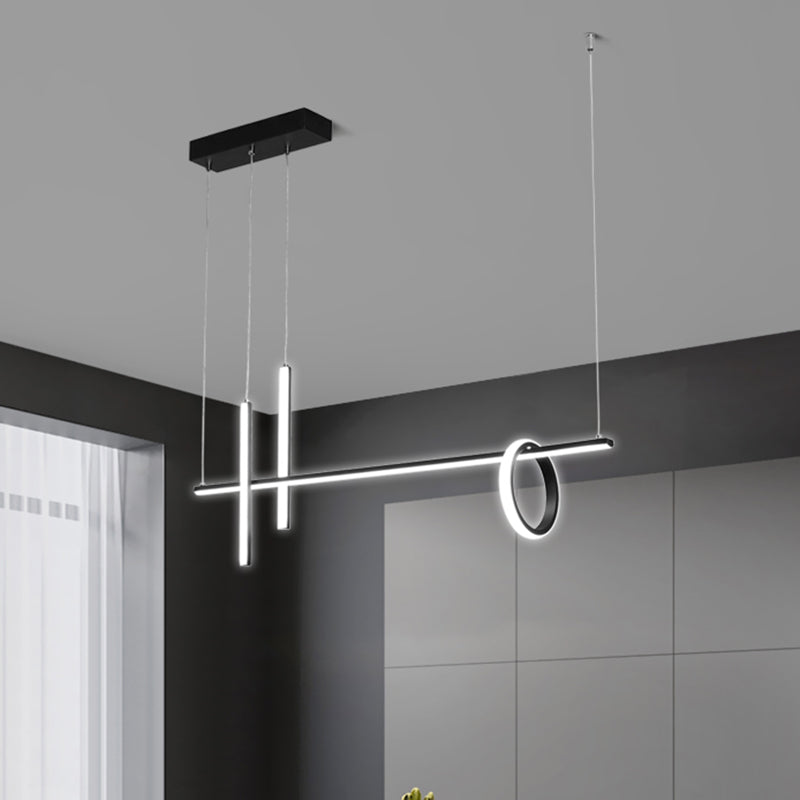 Acrylic Linear Ceiling Pendant Light Simple Black LED Hanging Island over Island