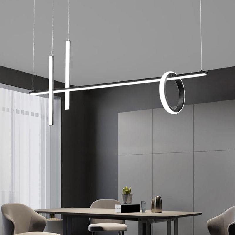 Acrylic Linear Ceiling Pendant Light Simple Black LED Hanging Island over Island