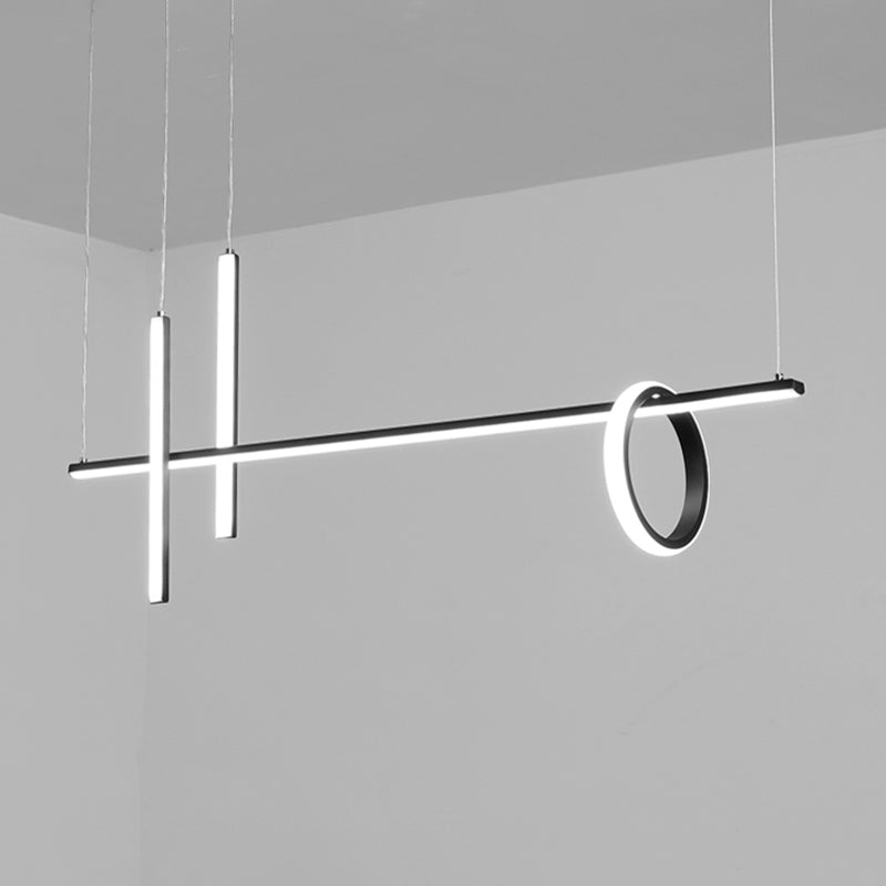 Acrylic Linear Ceiling Pendant Light Simple Black LED Hanging Island over Island