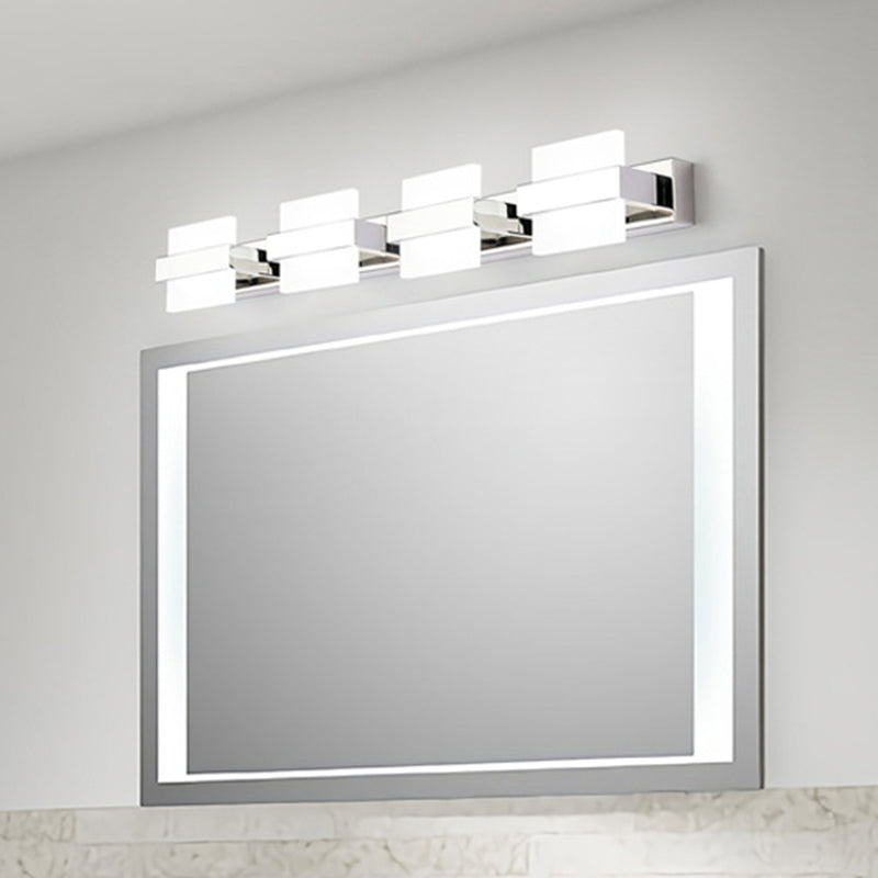 Acrylic Square LED Vanity Sconce Contemporary White Wall Mounted Lighting for Bath
