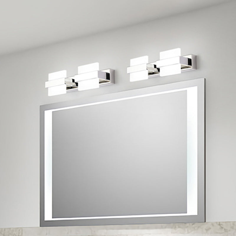 Acrylic Square LED Vanity Sconce Contemporary White Wall Mounted Lighting for Bath