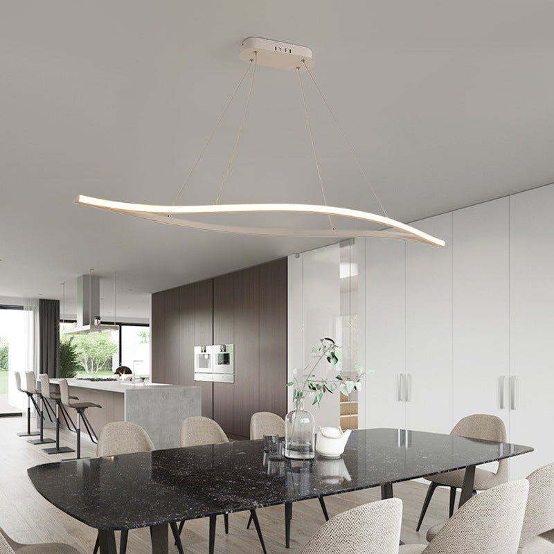 Aluminum Leaf Shaped Hanging Pendant Light Artistic LED Island Light for Dining Room