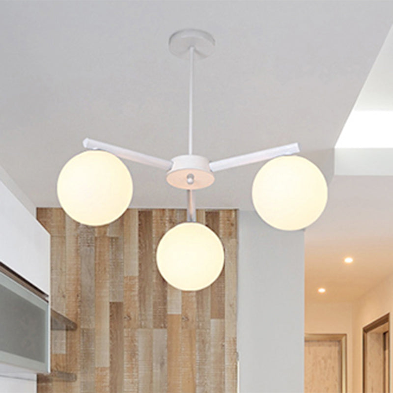 3/6/8 Light Globe Chandelier Traditional White White Glass Pendant Lightture pour salle à manger