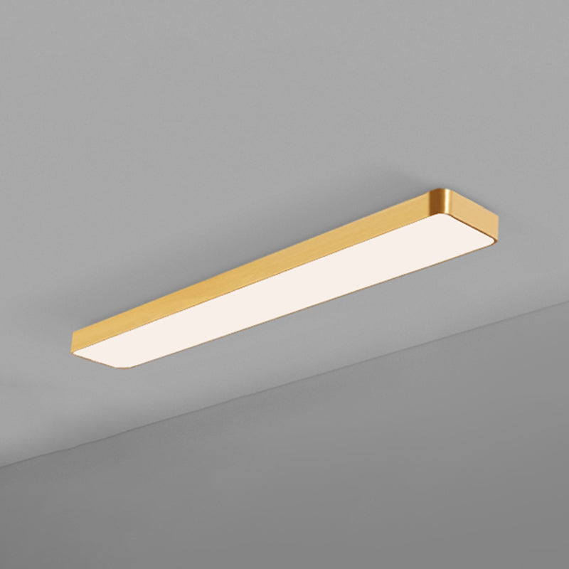 Gold Finish Rectangle Ceiling Lamp Simple Style Metal LED Flush Mount Light for Office