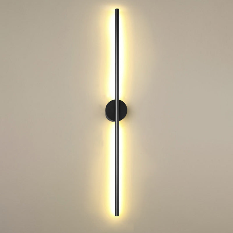 Black Rod LED Wall Lamp Fixture Simple Style Metallic Sconce Light for Living Room