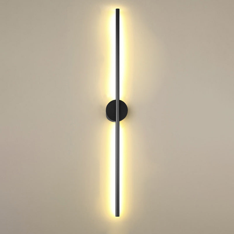 Black Rod LED Wall Lamp Fixture Simple Style Metallic Sconce Light for Living Room