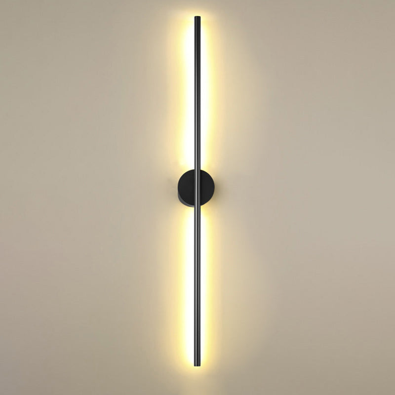 Black Rod LED Wall Lamp Fixture Simple Style Metallic Sconce Light for Living Room