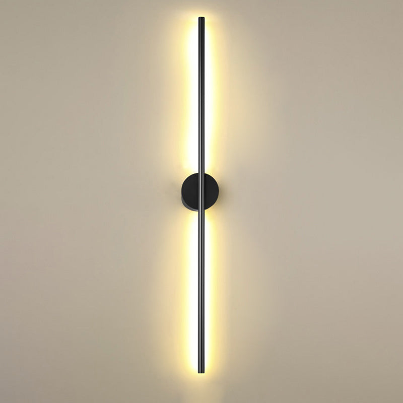 Black Rod LED Wall Lamp Fixture Simple Style Metallic Sconce Light for Living Room