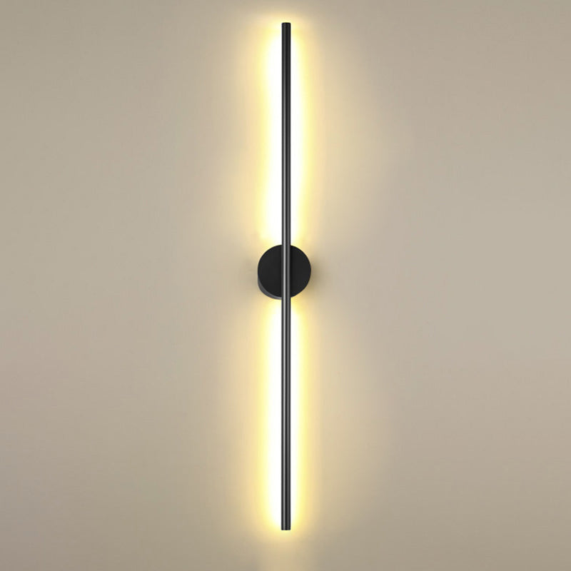 Black Rod LED Wall Lamp Fixture Simple Style Metallic Sconce Light for Living Room
