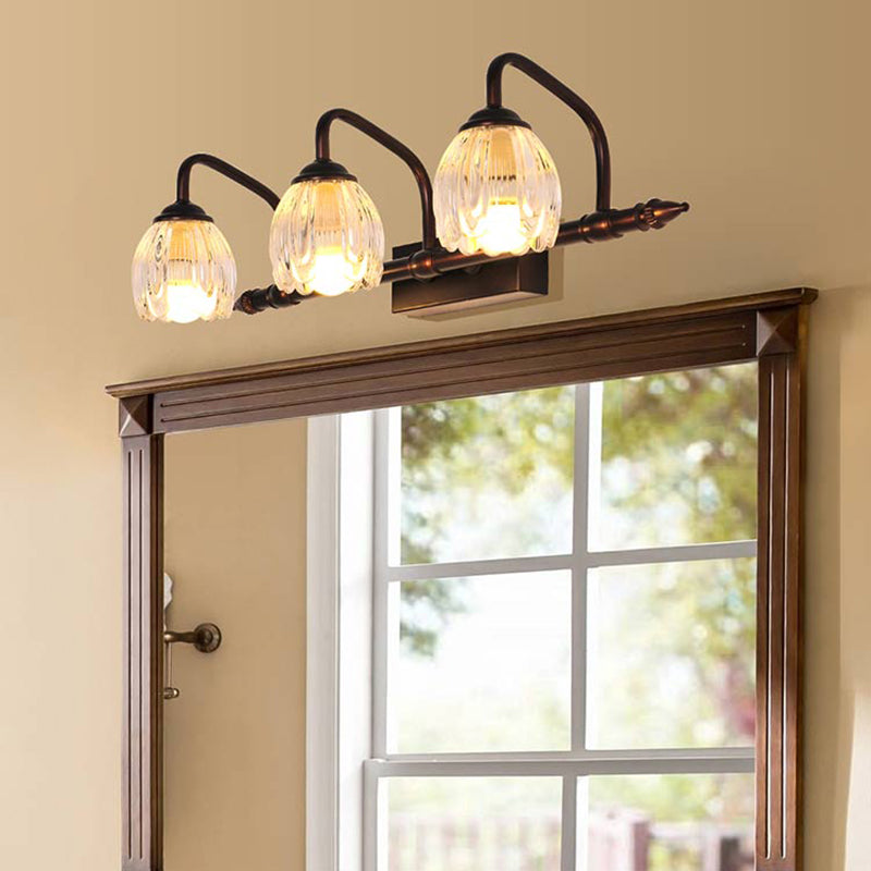 Kupferblume Waschtisch Wand Licht rustikal klares Glas Badezimmer Wandleuchte Leuchte