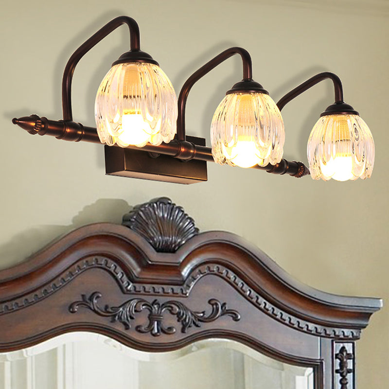 Kupferblume Waschtisch Wand Licht rustikal klares Glas Badezimmer Wandleuchte Leuchte