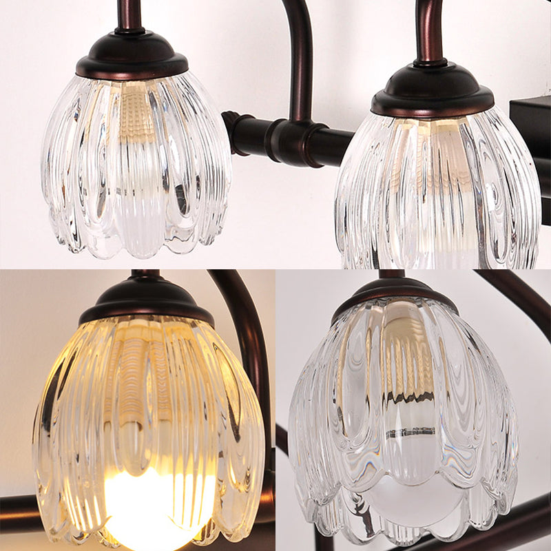 Kupferblume Waschtisch Wand Licht rustikal klares Glas Badezimmer Wandleuchte Leuchte