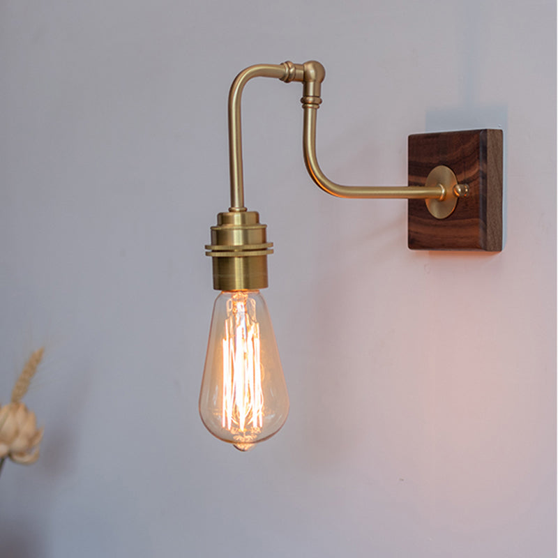 Metal Gold Plated Sconce Lighting Faucet-Like Single Industrial Adjustable Wall Light Fixture